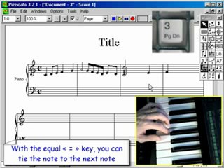Entering the notes with the keyboard