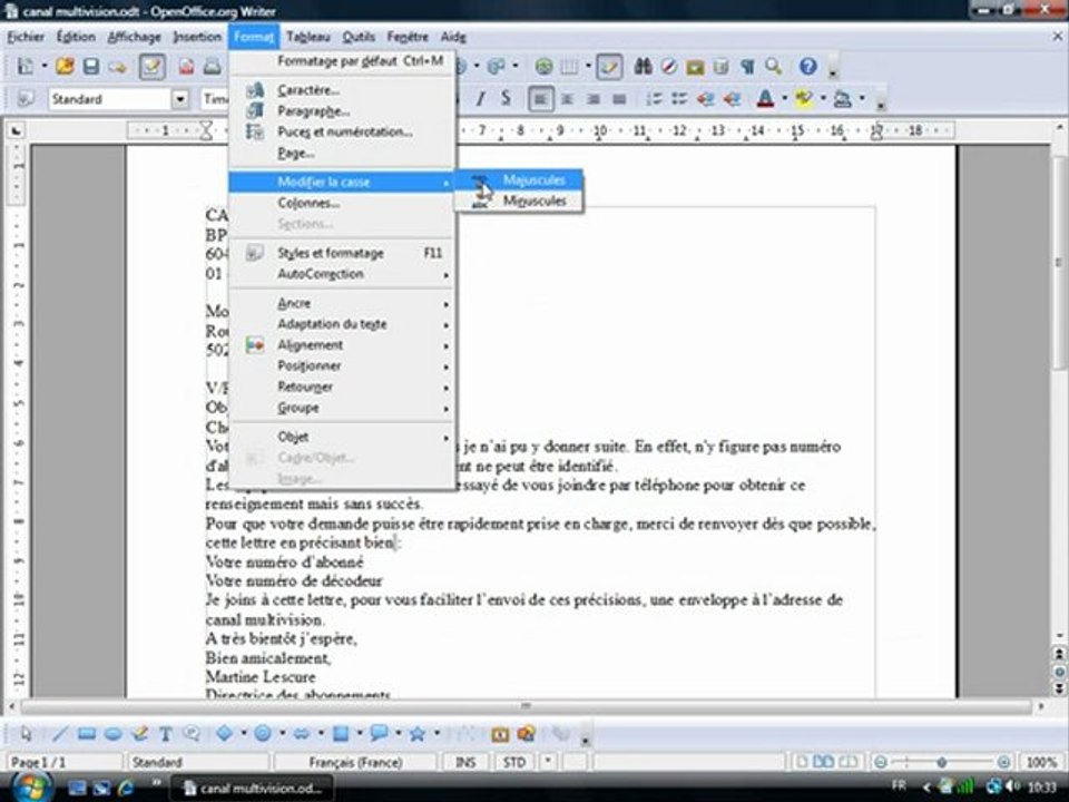 Traitement Texte 1.4 "MAJUSCULE / minuscule"