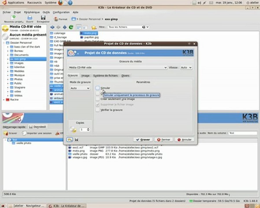 Gravure-cd de donnée avec K3B