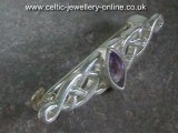 Celtic Brooch With Amethyst - Sterling Silver DWA363