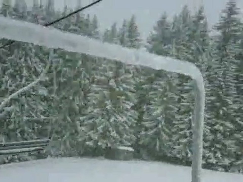Remontée côté St Gervais, sous la neige, Megève