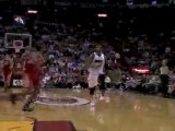 Dwyane Wade gets the long outlet pass and gets the layup on