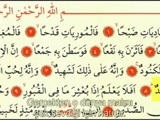 Adiyat Suresi - Türkçe Mealli Ok Takipli