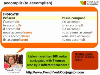 Learn French verb "accomplir" (second group)