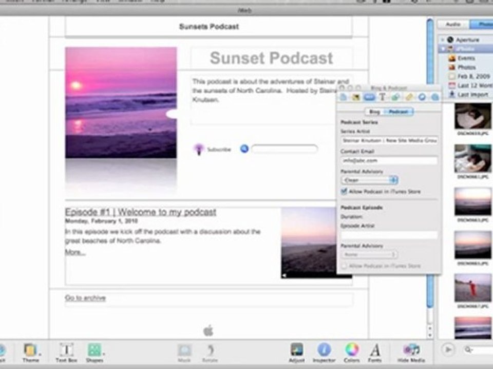 Part IVb How to Podcast from Your Mac with iWeb and iTunes
