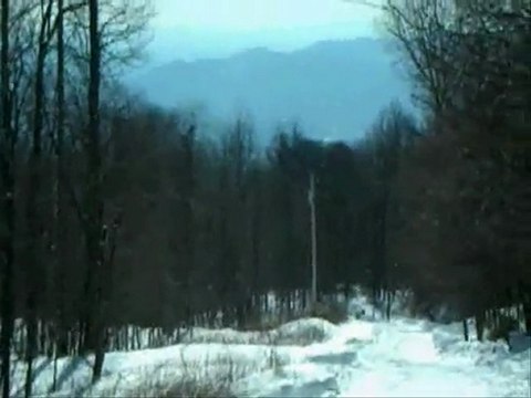 Snow sledding a 1/4 mile downhill