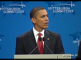 Déclaration de MM. SARKOZY,  OBAMA, BROWN à Pittsburgh