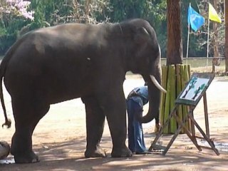 Thailande Un elephant peint 2