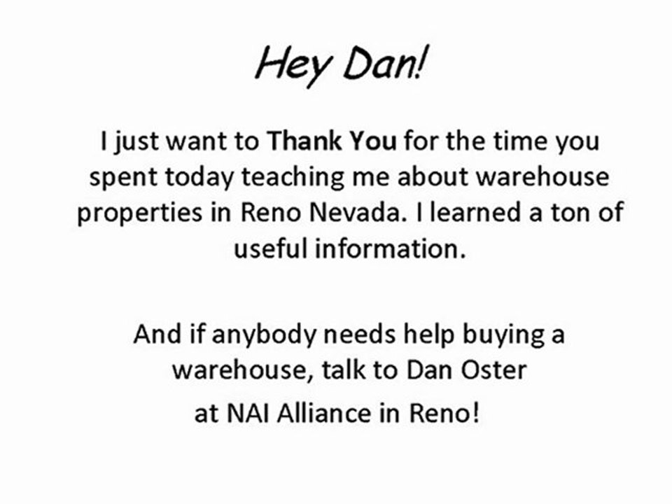 Nevada Warehouse Specialist | Dan Oster- I Thank You
