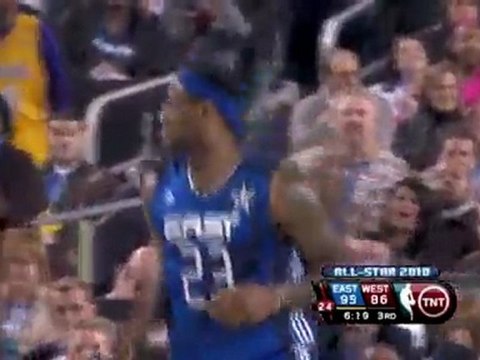 LeBron James comes down the lane and throws down the monster