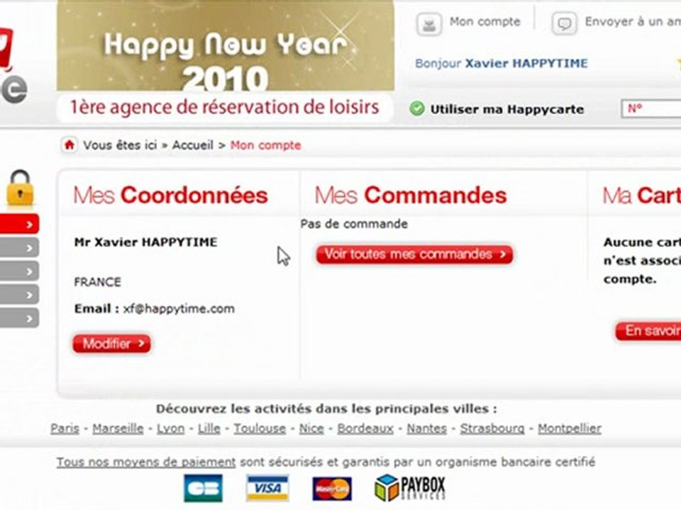 Mon compte sur happytime