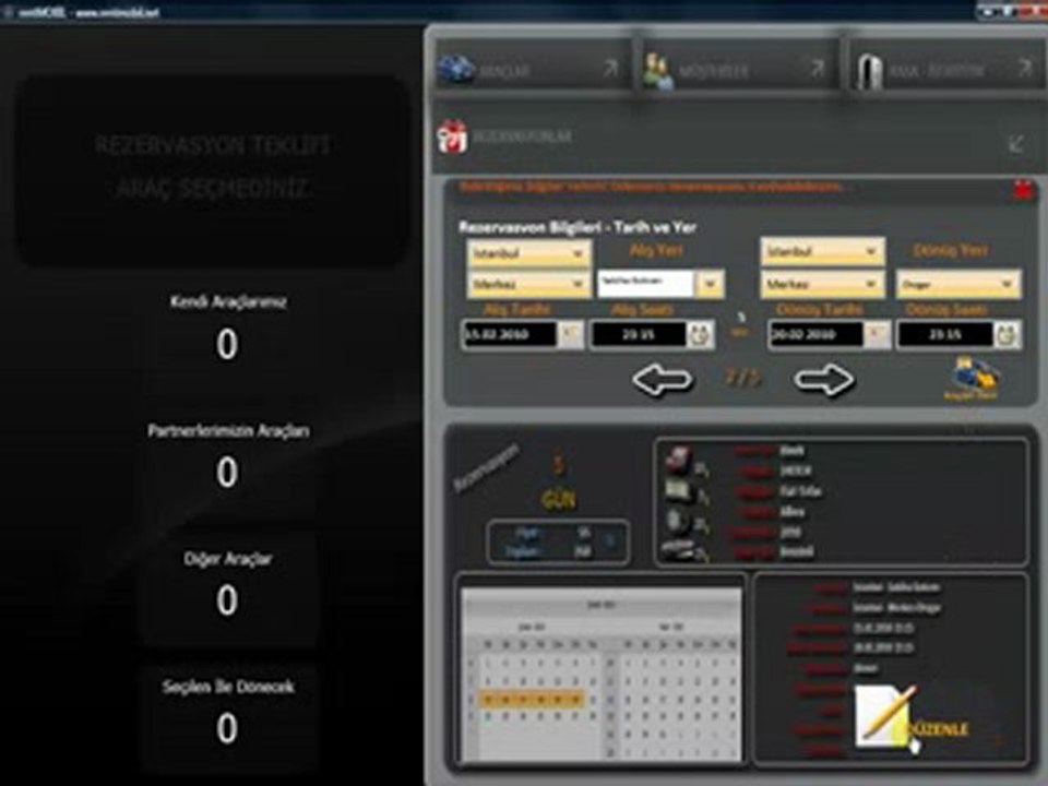 rentMOBİL Rezervasyon Düzenleme