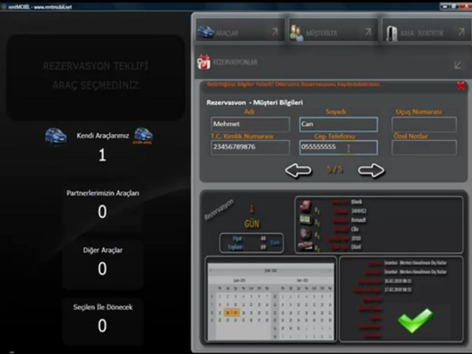 rentMOBİL Rezervasyon Kayit