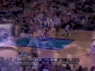 Amar'e Stoudemire sends Dirk Nowitzki's shot back to the Mav