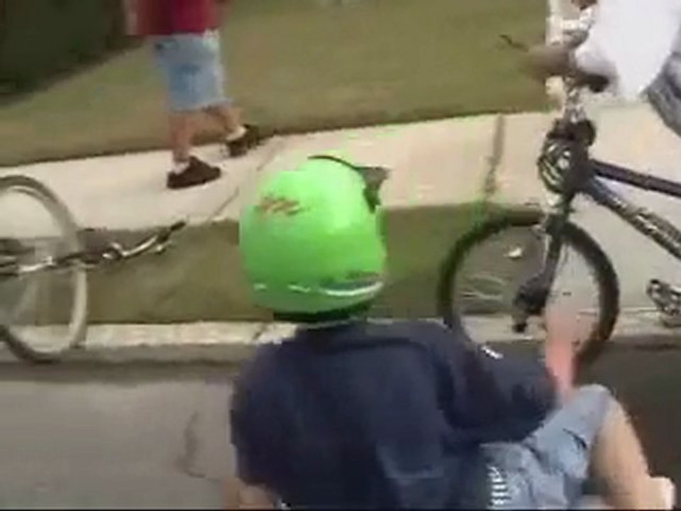 kid crashing on little red car