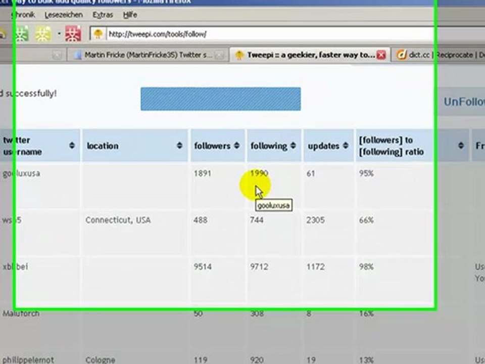 Twitter Followeraufbau mit Tools