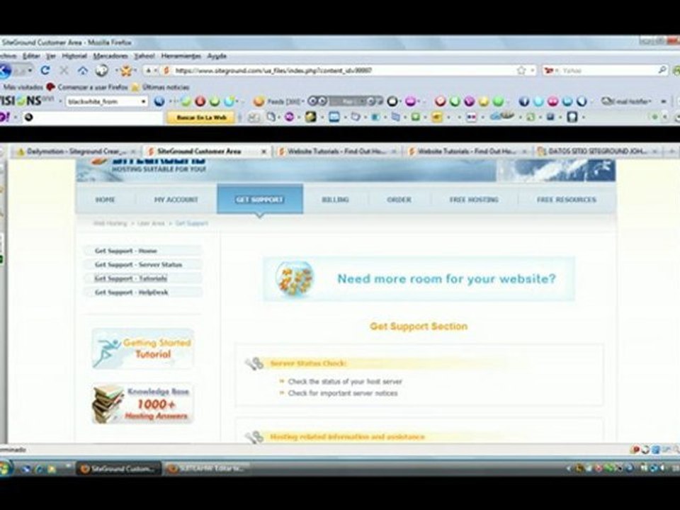 Siteground - Get Support Menú Interior