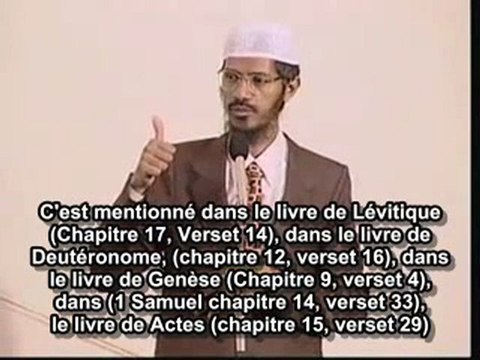 Zakir Naik, Les Nourritures interdites selon Coran et Bible