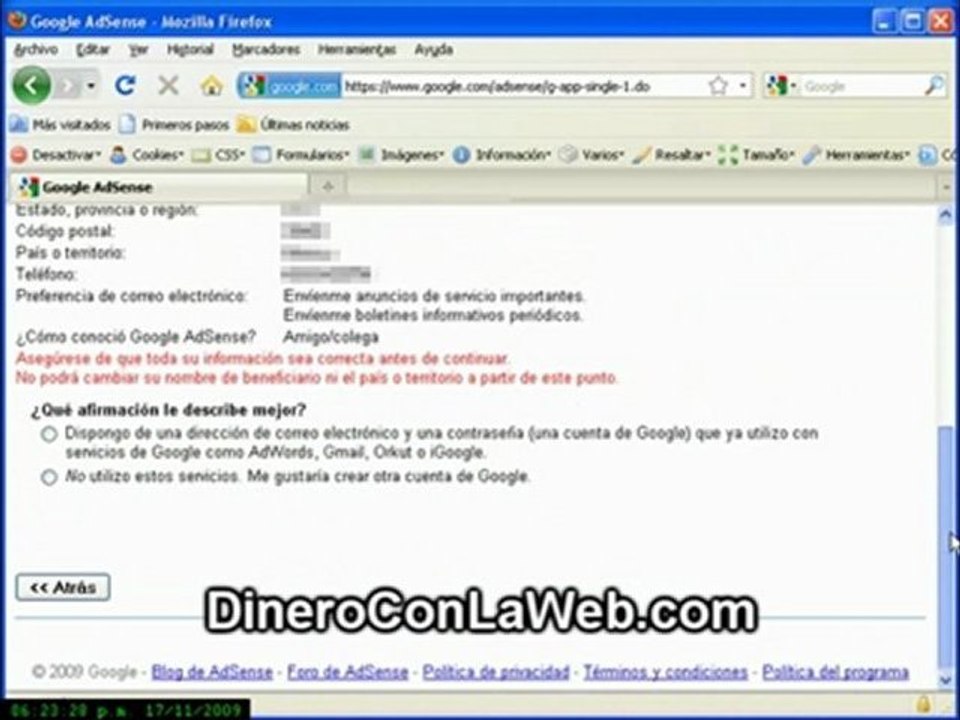 Abrir Cuenta de Google Adsense