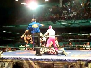 Raider man watchin' live wrestling.