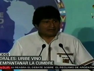 Uribe intentó boicotear la cumbre: Evo Morales