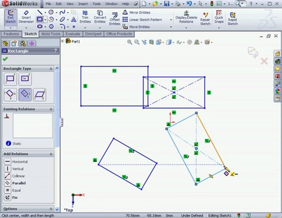 SolidWorks Tutorials  Rectangle Tool