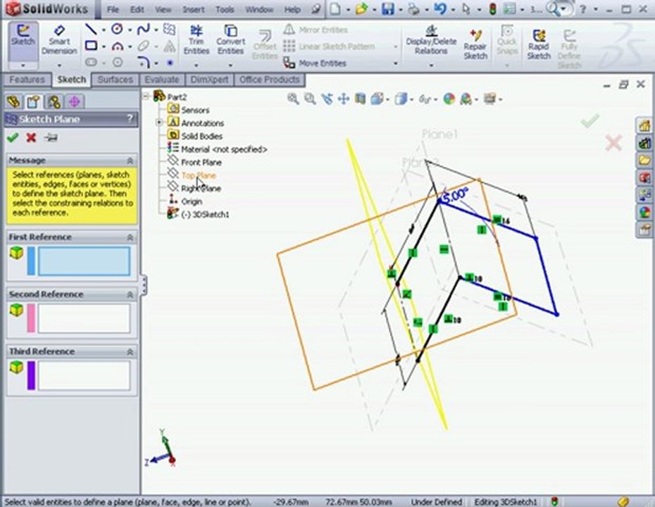 solidworks  Tutorials 3D Sketch