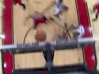 Amir Johnson rises up to throw down the putback dunk off the
