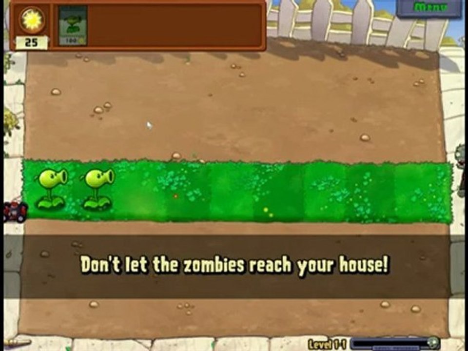 Plants Vs Zombies Level 1-1 Walkthrough