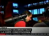 Colombianos celebran fallo de la Corte Constitucional