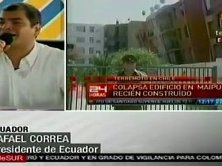 Rafaelr Correa ofrece apoyo a Chile