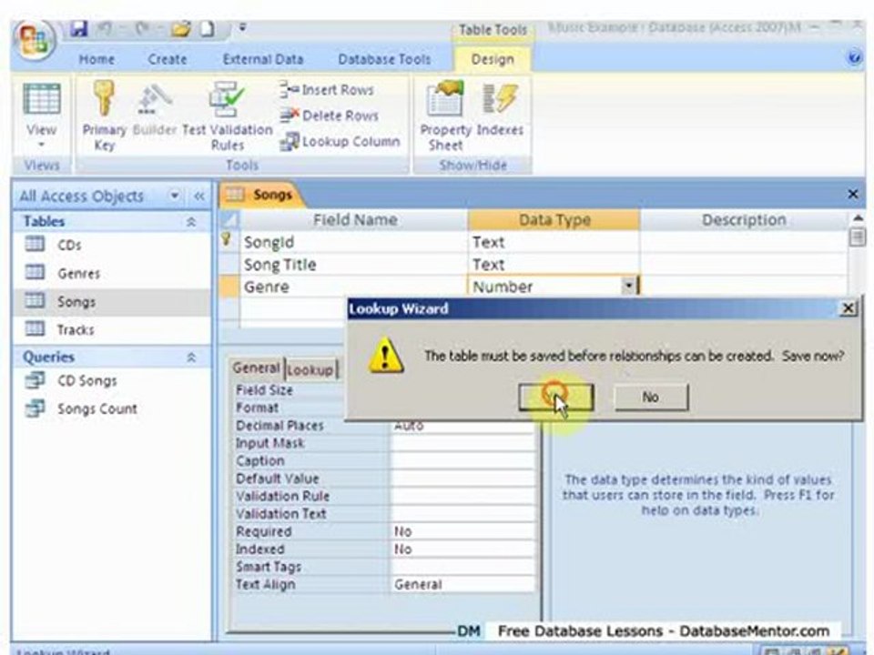In this Microsoft Access example we use auto number for the