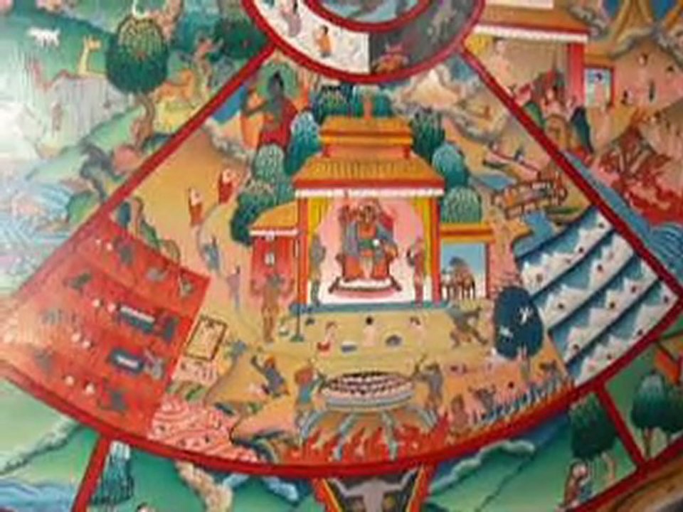 Vu d' un manadala d' un temple en face du stupa de Bodnath