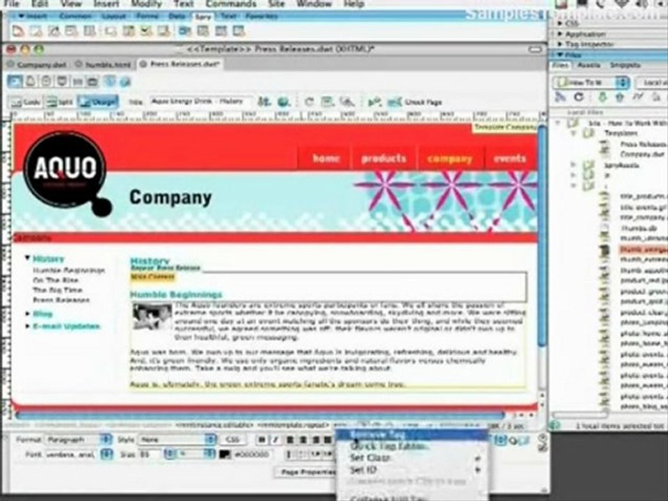 Creating Templates Using Dreamwave