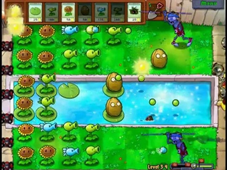 Plants Vs Zombies Level 3-4 Walkthrough
