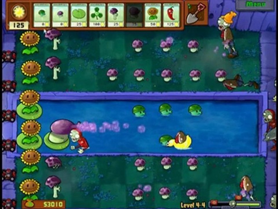 Plants Vs Zombies Level 4-4 Walkthrough