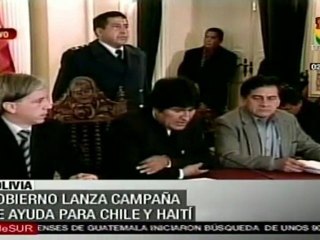 Bolivia lanza campaña de ayuda para Chile y Haití