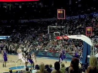 Russell Westbrook hits a running three-pointer over the King