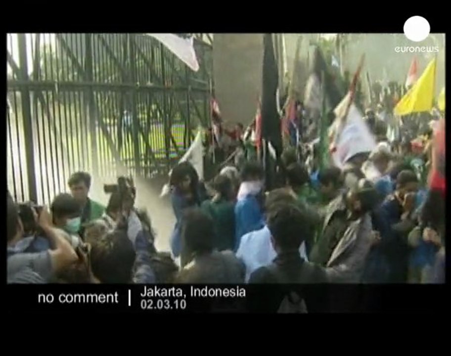Clashes during a anti-government demonstration in Jakarta