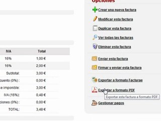 Exportar factura electrónica en formato facturae y PDF