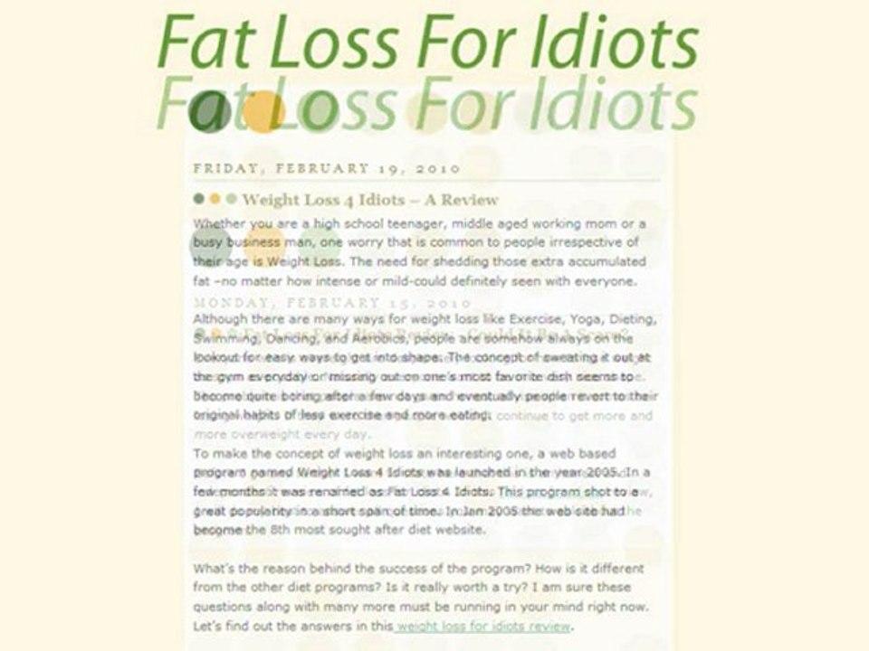 Weight Loss For Idiots