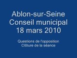 Conseil municipal  - 18 mars 2010 - Questions