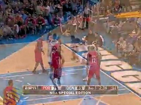 Nenê gets the feed from J.R. Smith and throws it down with a