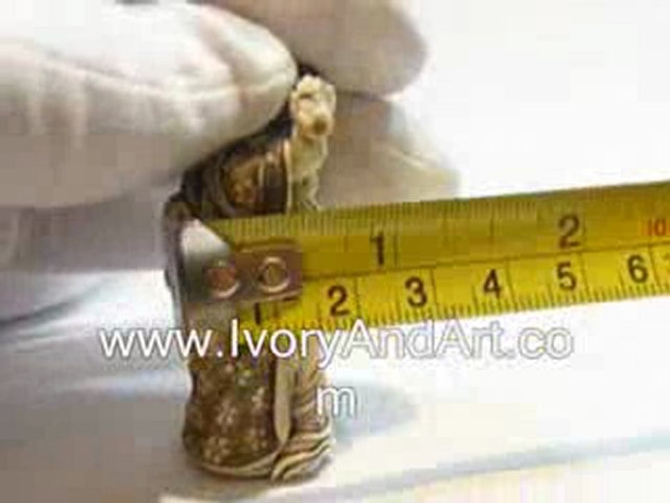 Mammoth Ivory Netsuke - Old Geish with a Rod