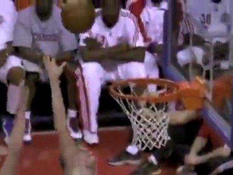 Jonas Jerebko goes up for the one-handed follow jam.