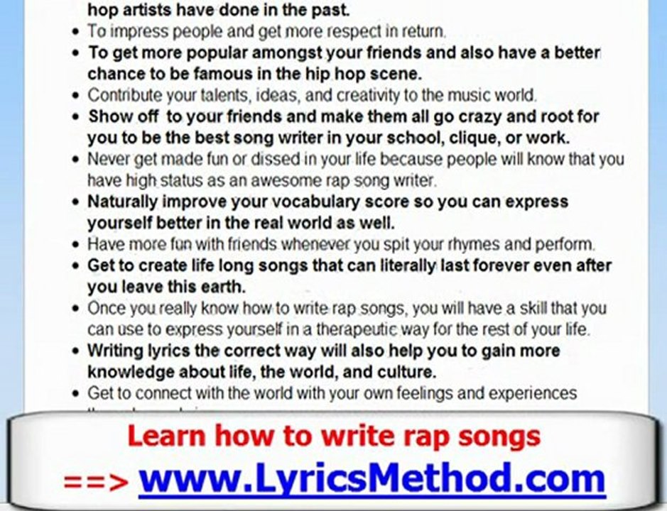 How to Write a Rap Song - Learn To Write Rap Lyrics Tips - L