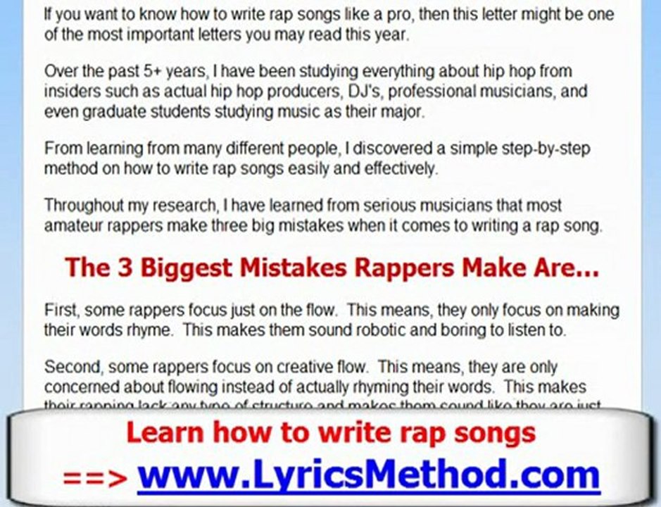 How to Write a Rap Song - Learn To Write Rap Lyrics Tips - L