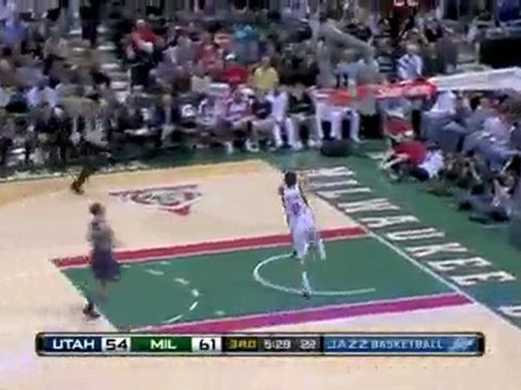 Brandon Jennings grabs the defensive rebound and fires it to