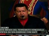 A 2 meses del terremoto, Chávez reiteró su apoyo al pueblo