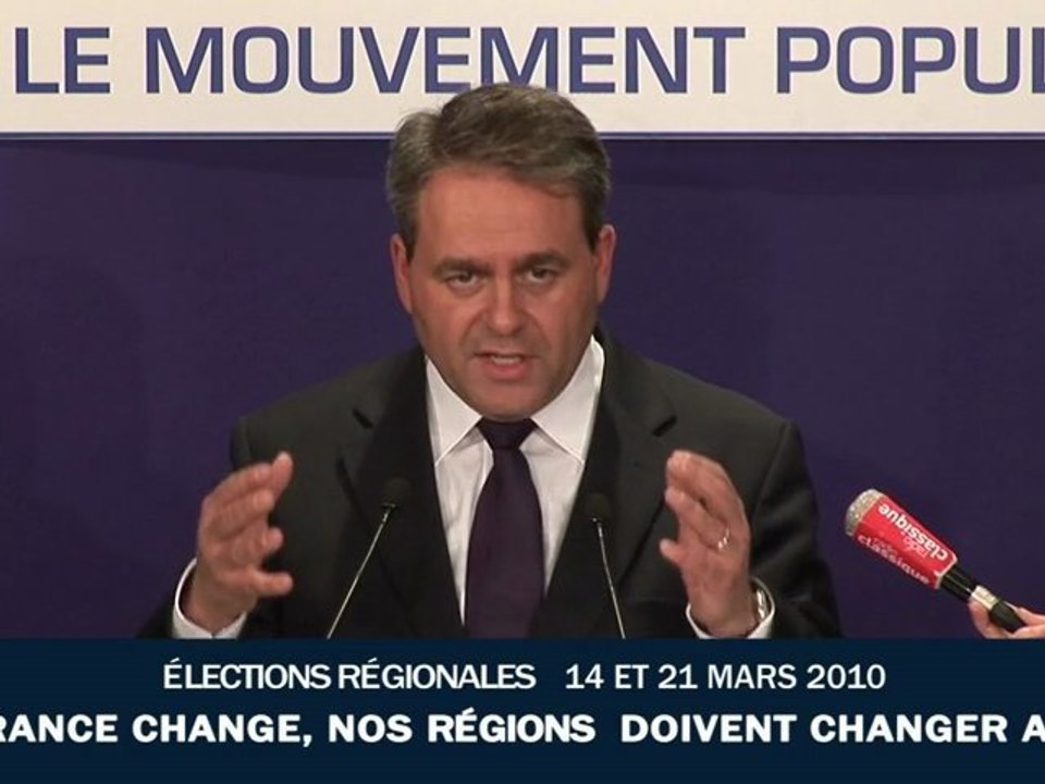 Elections régionales 2010 : Déclaration de Xavier Bertrand